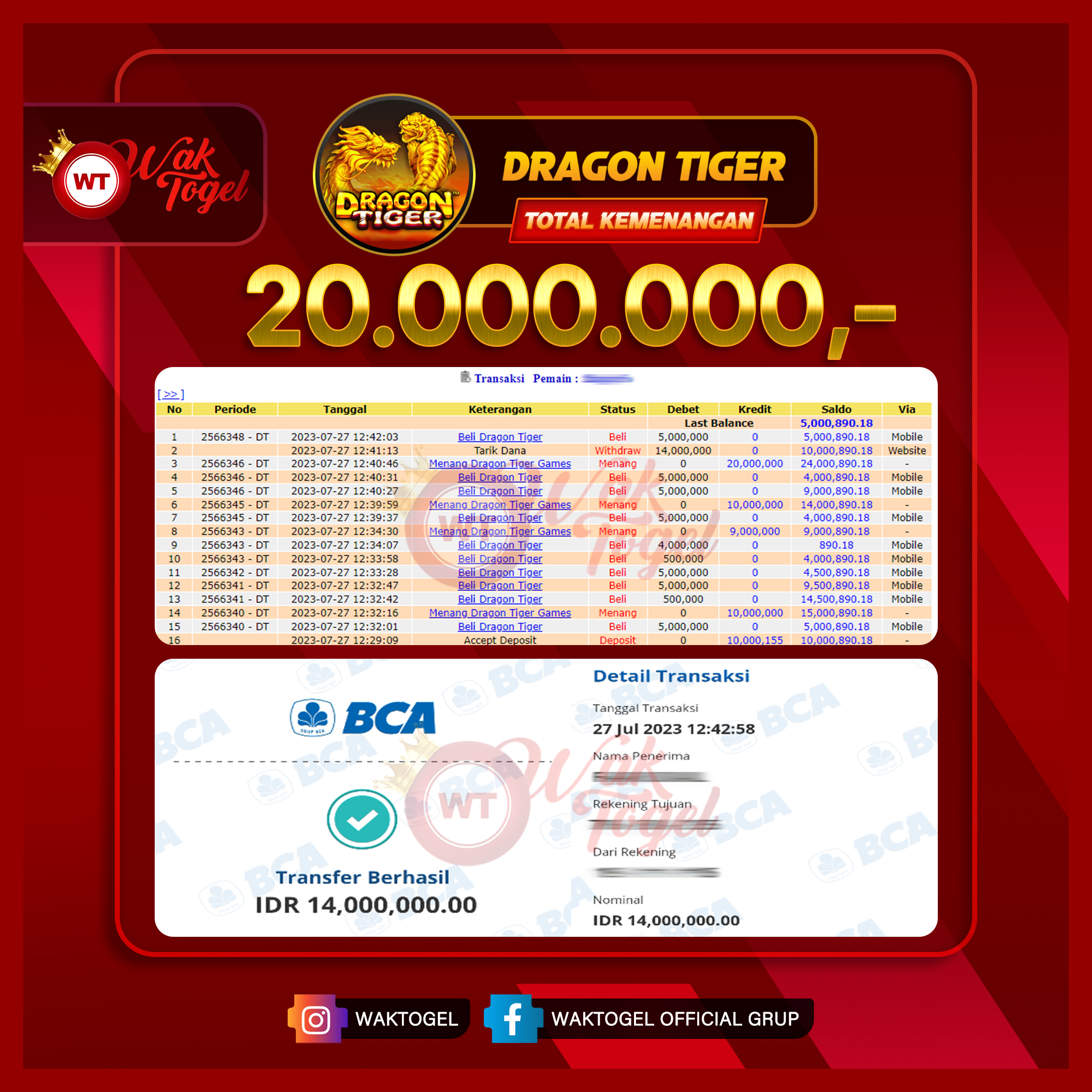 BUKTI PEMBAYARAN CASINO WAKTOGEL