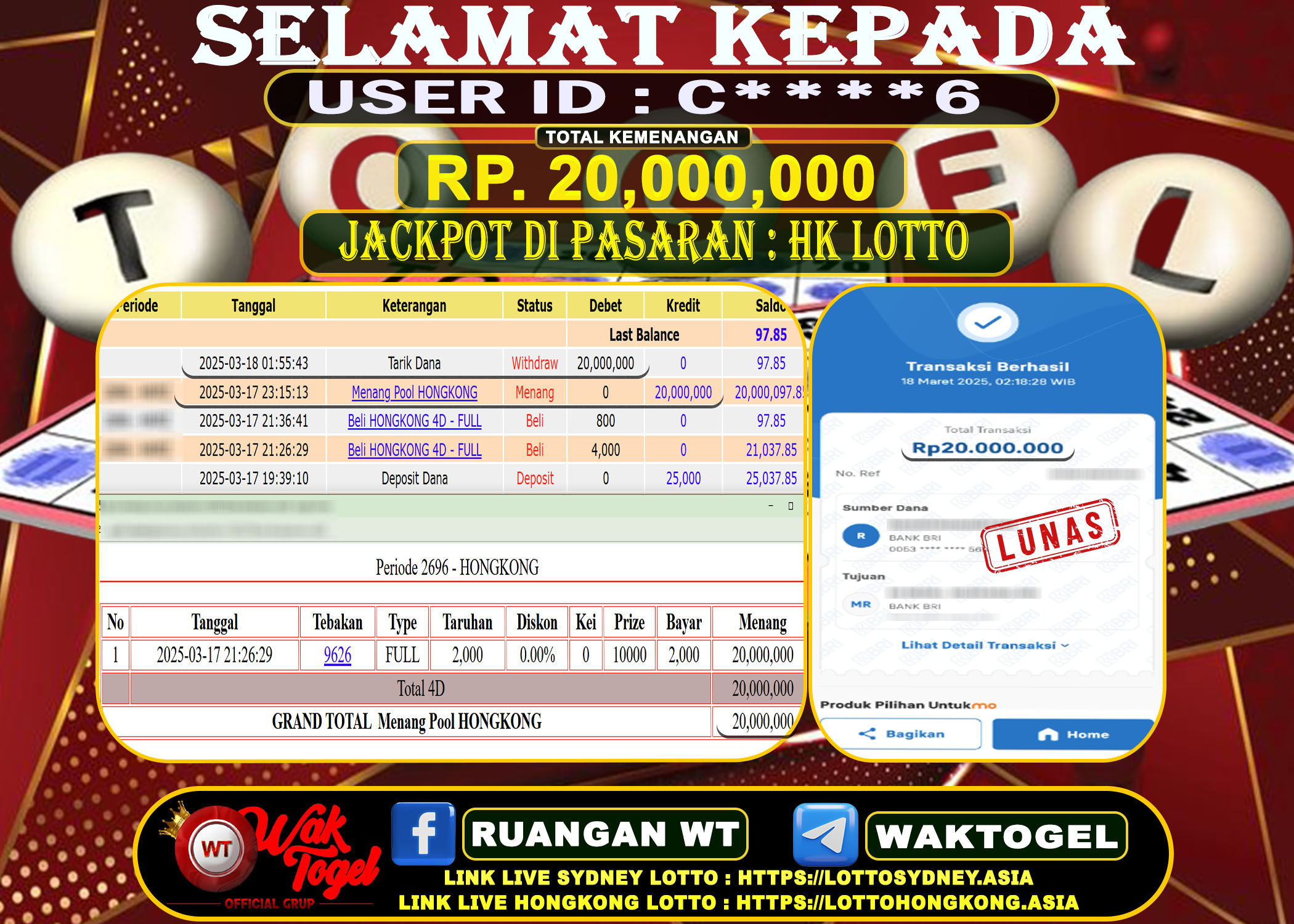 BUKTI PEMBAYARAN HONGKONG LOTTO WAKTOGEL