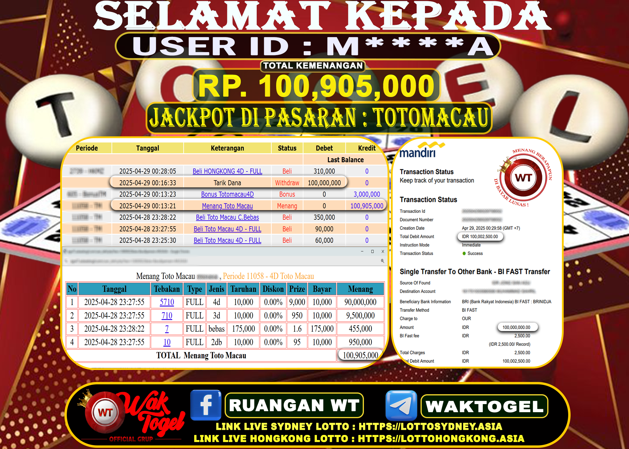BUKTI PEMBAYARAN TOTO MACAU WAKTOGEL