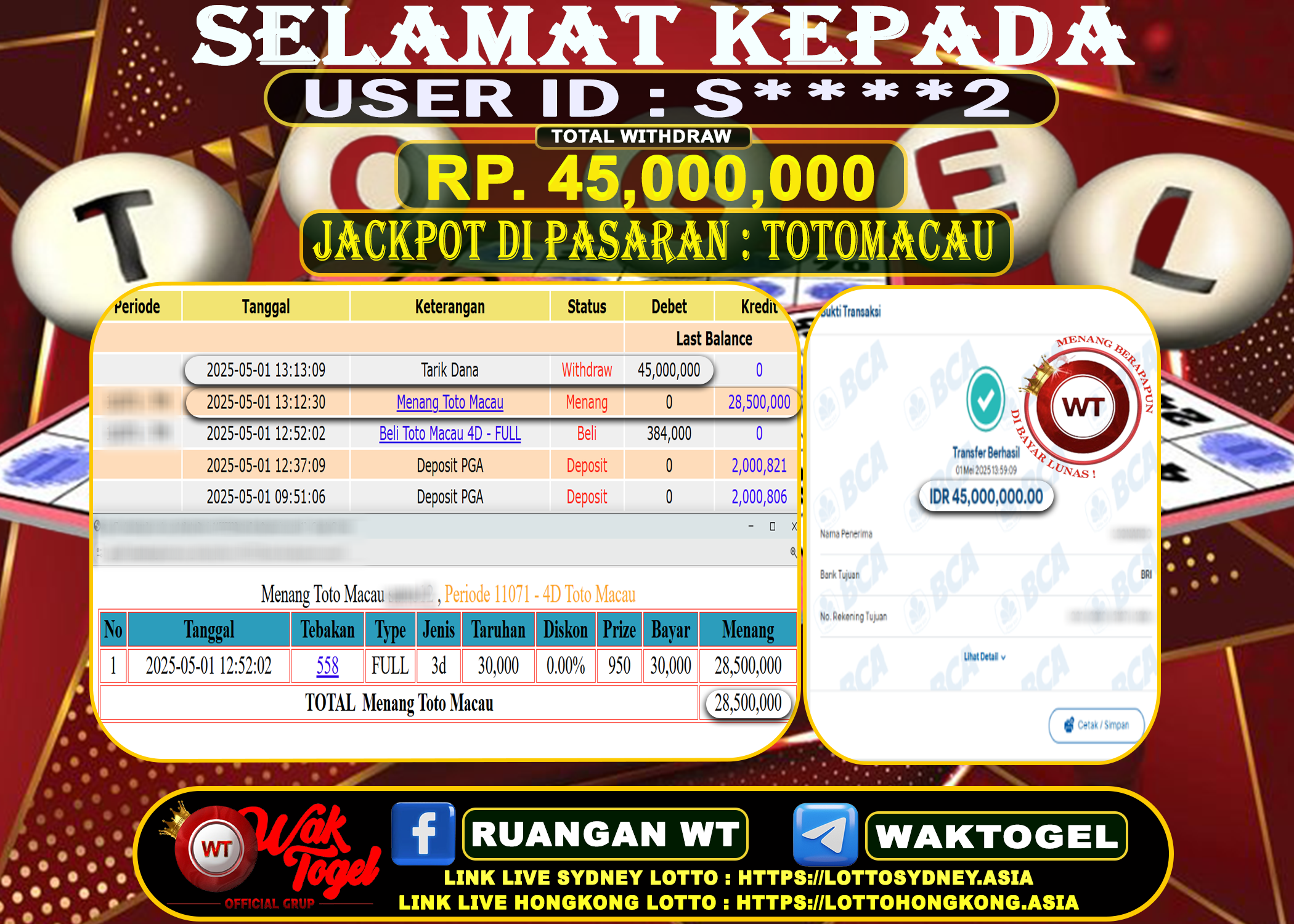 BUKTI PEMBAYARAN TOTO MACAU WAKTOGEL