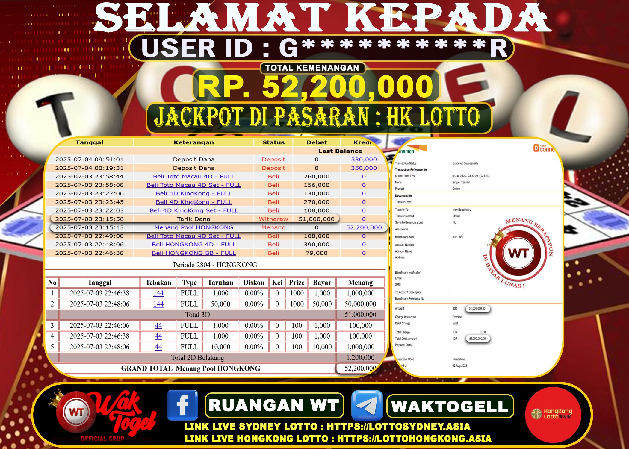 BUKTI PEMBAYARAN HONGKONG LOTTO WAKTOGEL