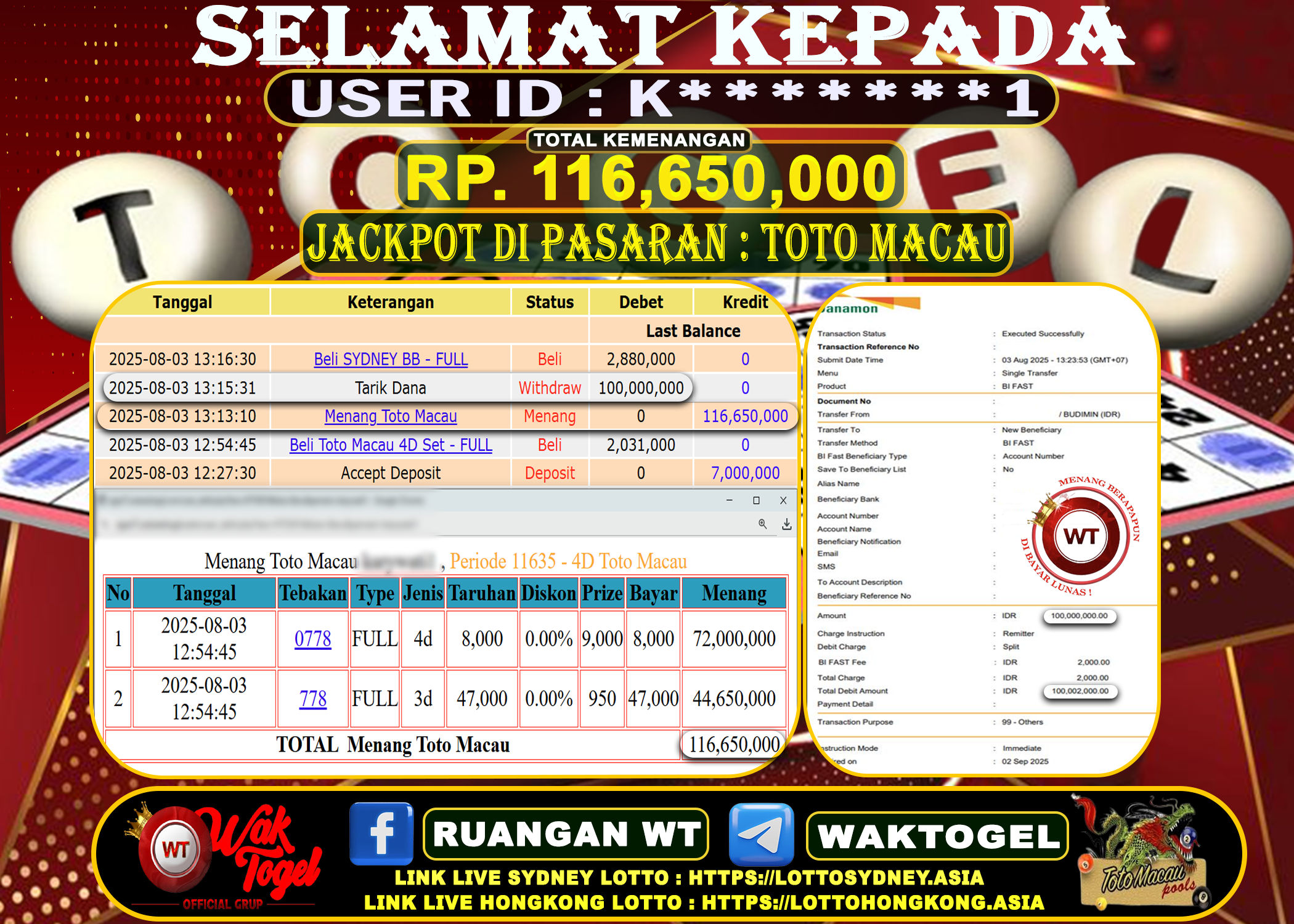 BUKTI PEMBAYARAN TOTO MACAU WAKTOGEL
